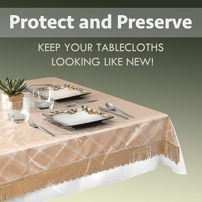 Clear Plastic Table Cover Protector 100% Waterproof Table Protector Crystal Clear Plastic Tablecloth Cover for Dining Table Heavy Duty Vinyl, 54" x 72" Rectangle